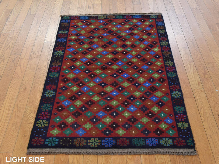 3'3" x 4'9" New Hand Knotted Red Wool Rectangle Oriental Rug - MOA10278823