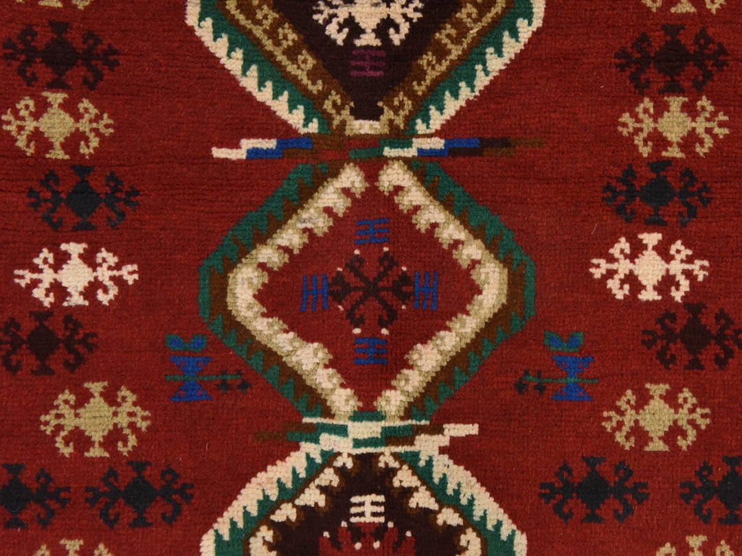 3'3" x 4'9" New Hand Knotted Red Wool Rectangle Oriental Rug - MOA10278824