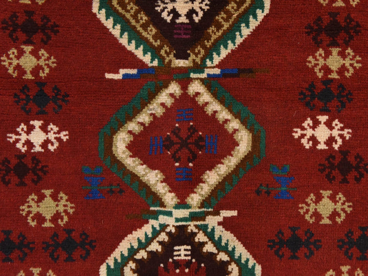 3'3" x 4'9" New Hand Knotted Red Wool Rectangle Oriental Rug - MOA10278824