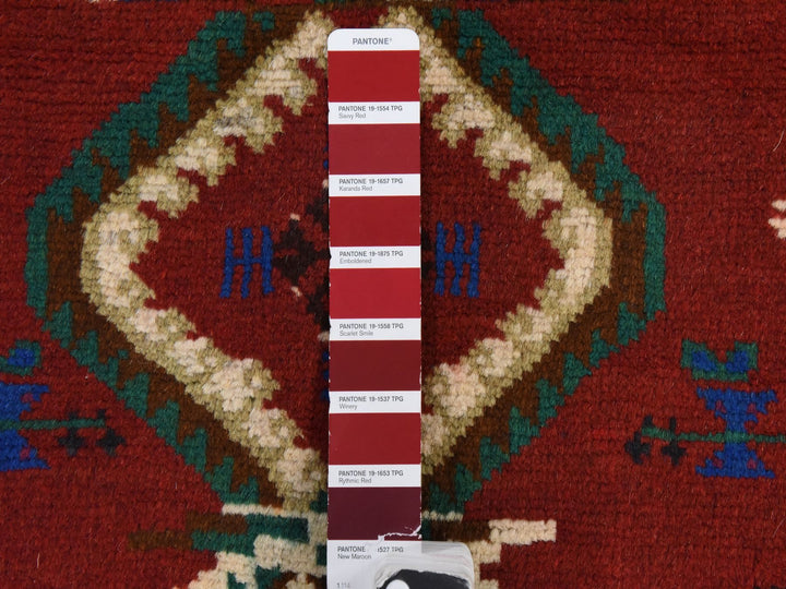 3'3" x 4'9" New Hand Knotted Red Wool Rectangle Oriental Rug - MOA10278824