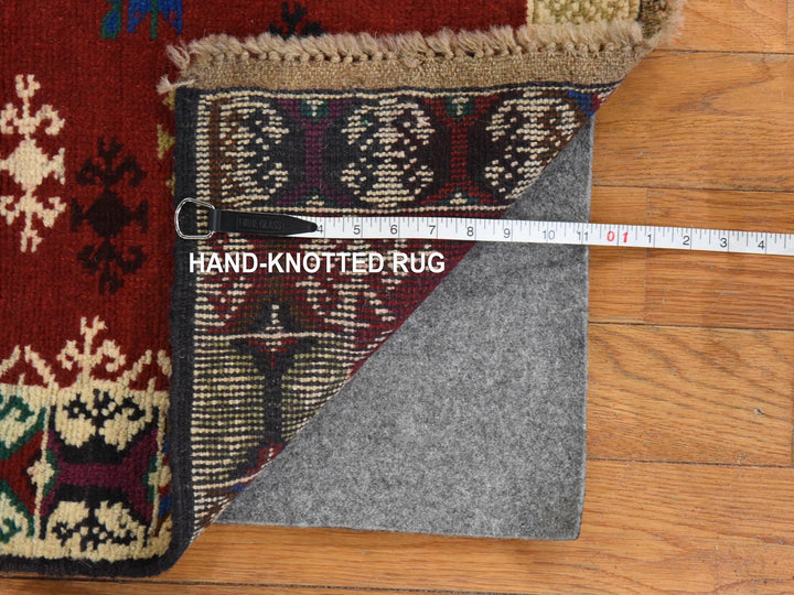 3'3" x 4'9" New Hand Knotted Red Wool Rectangle Oriental Rug - MOA10278824