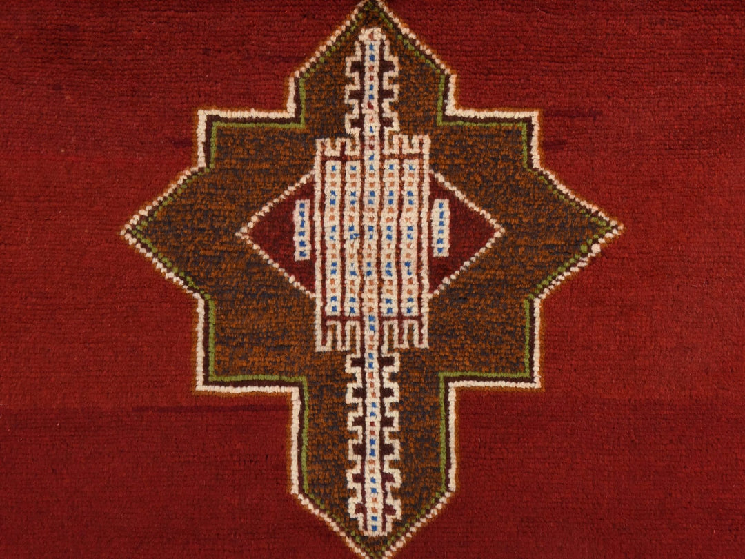 3'7" x 4'10" New Hand Knotted Red Wool Rectangle Oriental Rug - MOA10278825