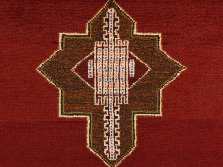 3'7" x 4'10" New Hand Knotted Red Wool Rectangle Oriental Rug - MOA10278825