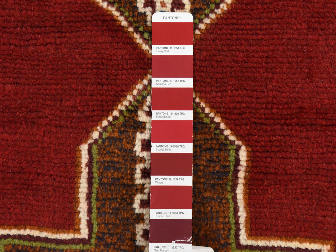3'7" x 4'10" New Hand Knotted Red Wool Rectangle Oriental Rug - MOA10278825