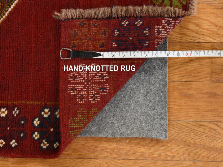 3'7" x 4'10" New Hand Knotted Red Wool Rectangle Oriental Rug - MOA10278825