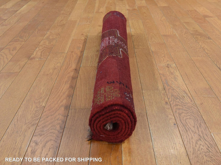 3'7" x 4'10" New Hand Knotted Red Wool Rectangle Oriental Rug - MOA10278825