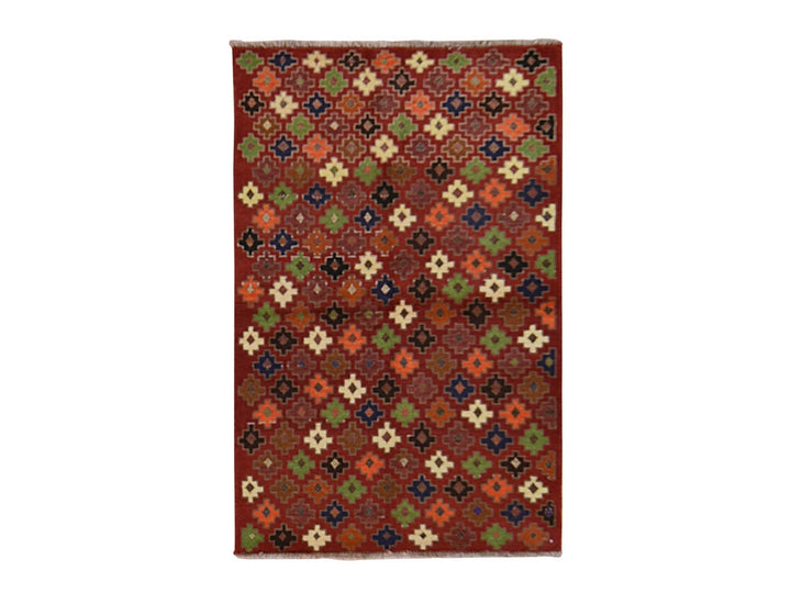 3'1" x 4'10" New Hand Knotted Red Wool Rectangle Oriental Rug - MOA10278826