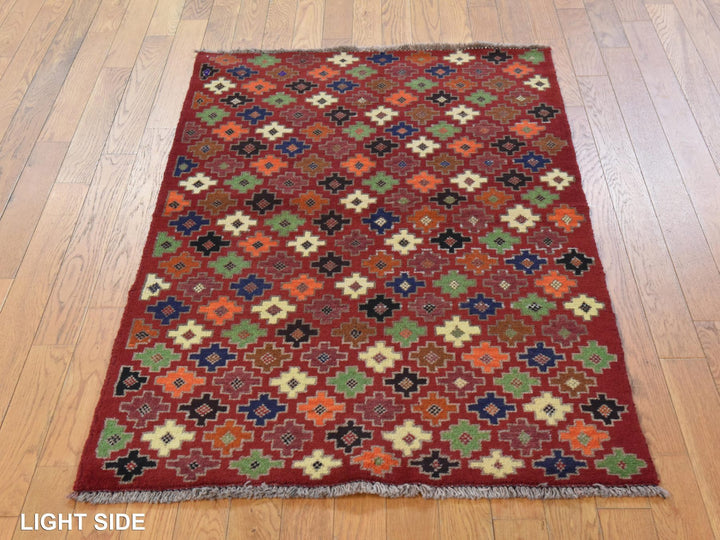 3'1" x 4'10" New Hand Knotted Red Wool Rectangle Oriental Rug - MOA10278826