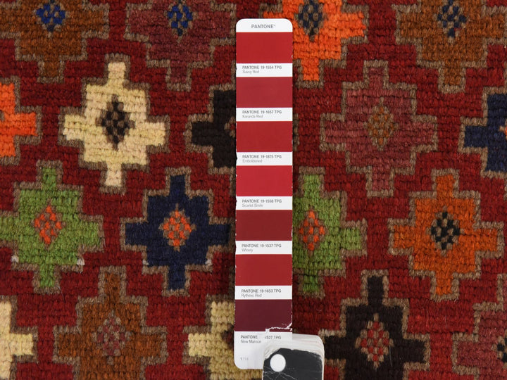 3'1" x 4'10" New Hand Knotted Red Wool Rectangle Oriental Rug - MOA10278826
