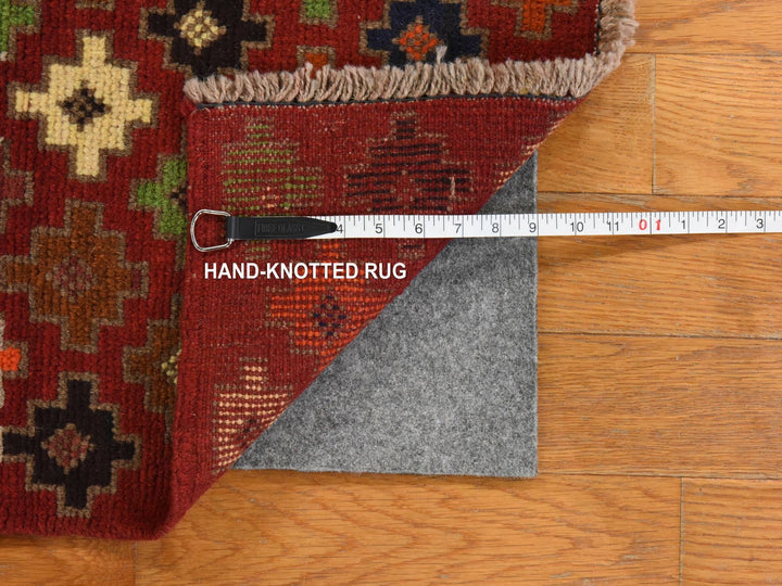 3'1" x 4'10" New Hand Knotted Red Wool Rectangle Oriental Rug - MOA10278826