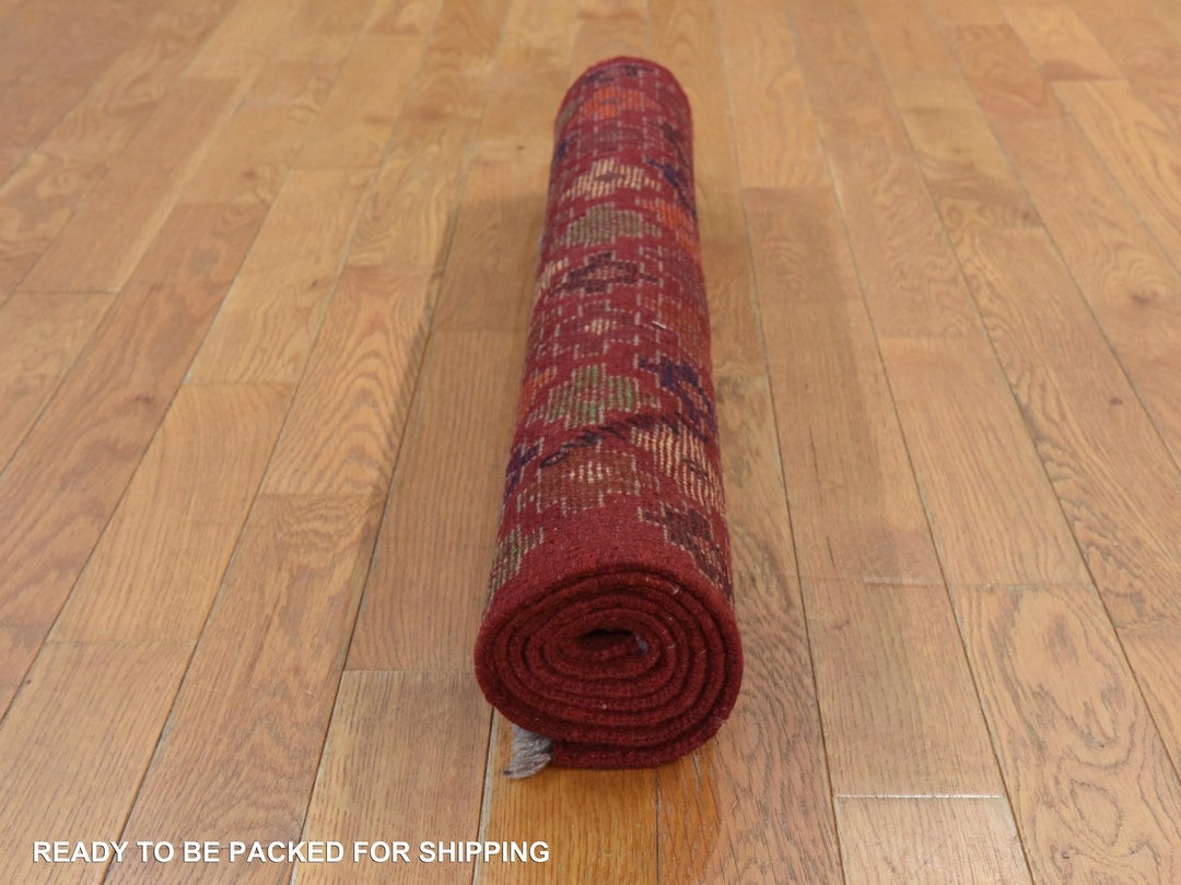 3'1" x 4'10" New Hand Knotted Red Wool Rectangle Oriental Rug - MOA10278826