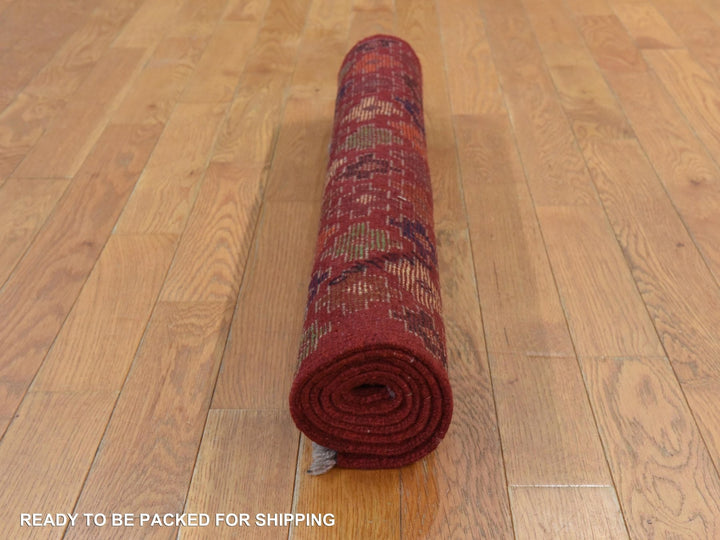 3'1" x 4'10" New Hand Knotted Red Wool Rectangle Oriental Rug - MOA10278826