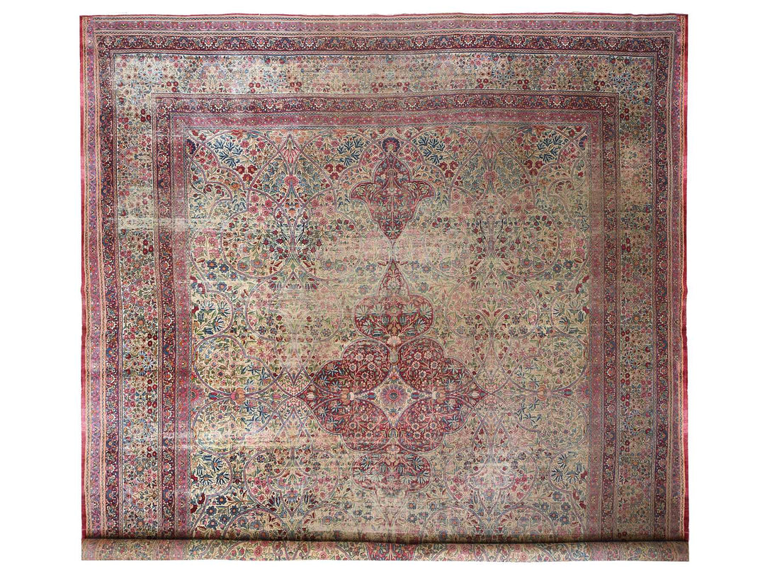 14'0" x 17'5" Vintage Hand Knotted Beige Wool Rectangle Oriental Rug - MOA10278827