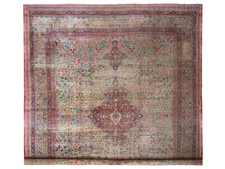 14'0" x 17'5" Vintage Hand Knotted Beige Wool Rectangle Oriental Rug - MOA10278827