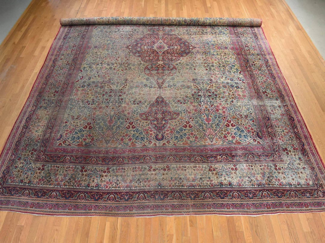 14'0" x 17'5" Vintage Hand Knotted Beige Wool Rectangle Oriental Rug - MOA10278827