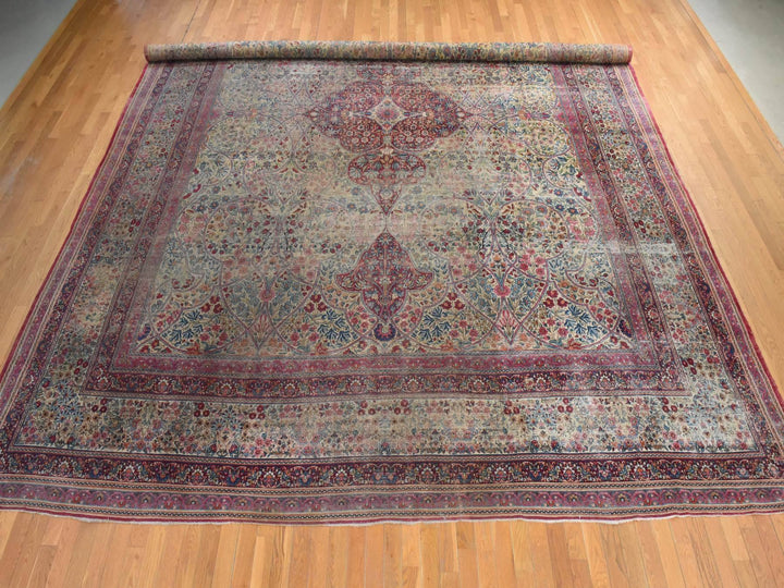 14'0" x 17'5" Vintage Hand Knotted Beige Wool Rectangle Oriental Rug - MOA10278827
