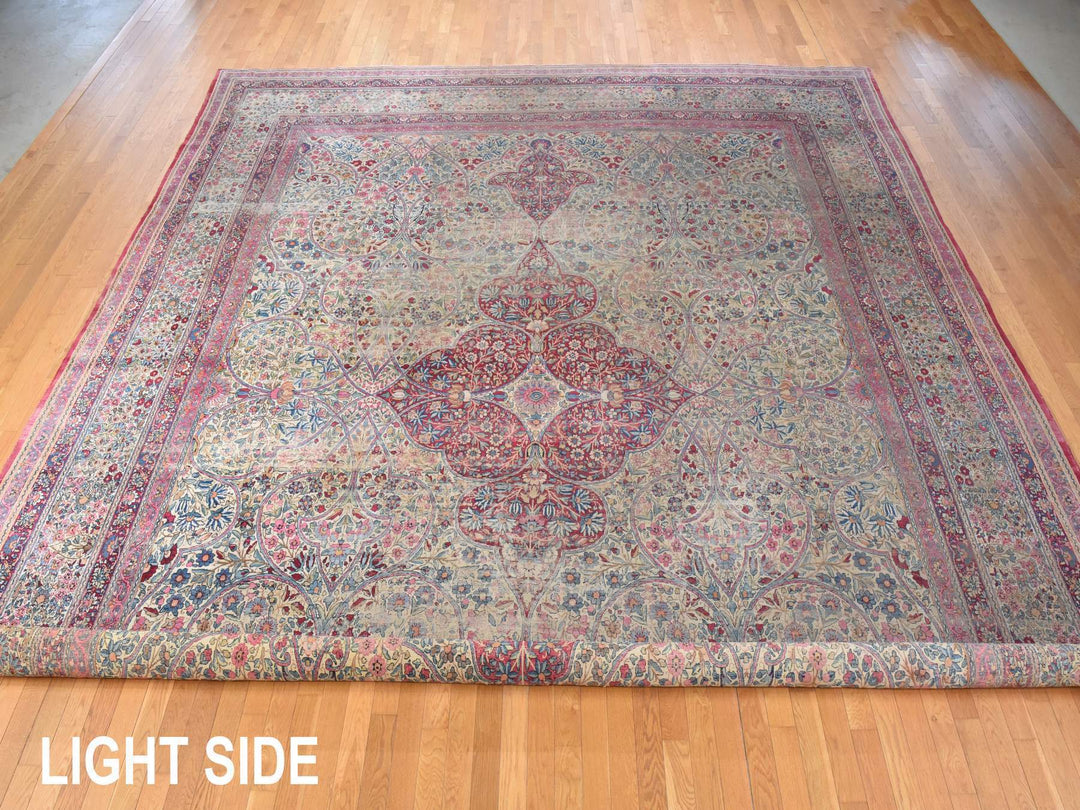 14'0" x 17'5" Vintage Hand Knotted Beige Wool Rectangle Oriental Rug - MOA10278827