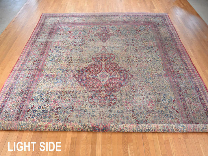 14'0" x 17'5" Vintage Hand Knotted Beige Wool Rectangle Oriental Rug - MOA10278827