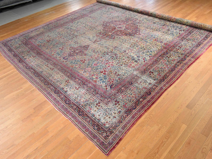 14'0" x 17'5" Vintage Hand Knotted Beige Wool Rectangle Oriental Rug - MOA10278827