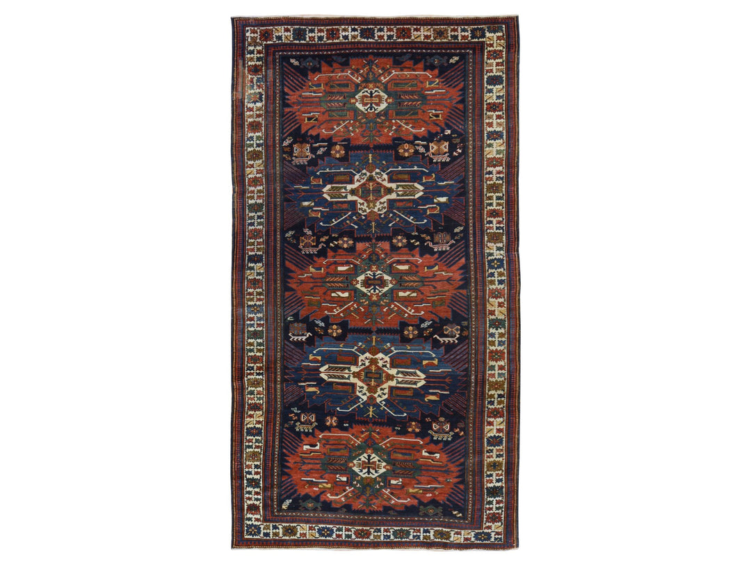 6'3" x 11'7" Vintage Hand Knotted Blue Wool Runner Oriental Rug - MOA10278828