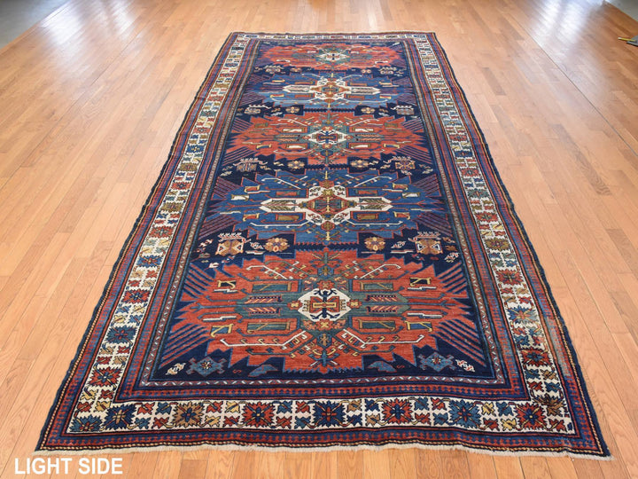 6'3" x 11'7" Vintage Hand Knotted Blue Wool Runner Oriental Rug - MOA10278828