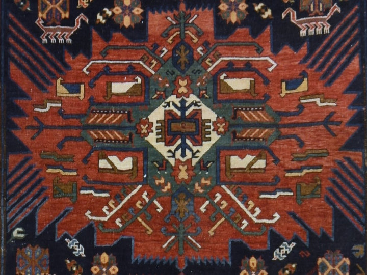 6'3" x 11'7" Vintage Hand Knotted Blue Wool Runner Oriental Rug - MOA10278828