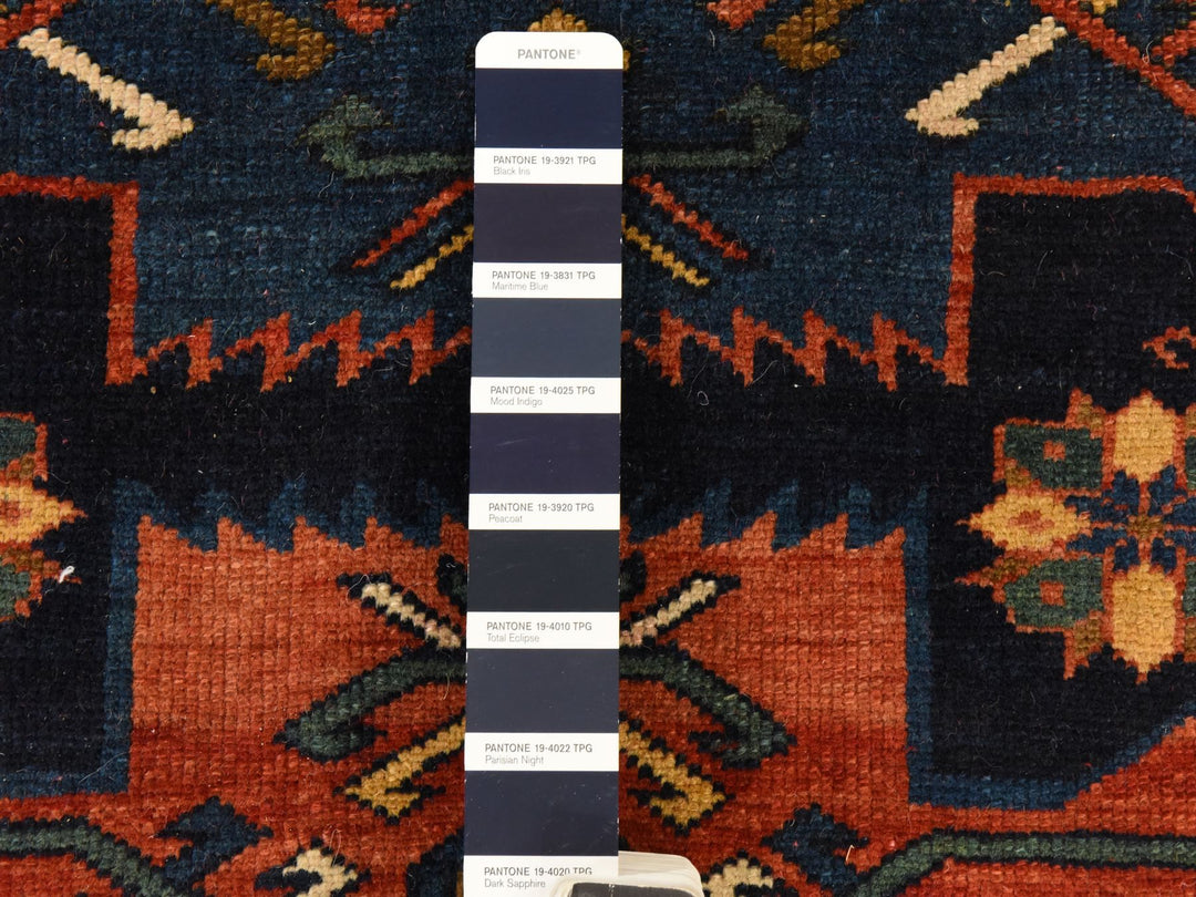 6'3" x 11'7" Vintage Hand Knotted Blue Wool Runner Oriental Rug - MOA10278828