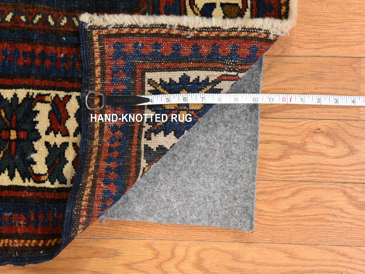 6'3" x 11'7" Vintage Hand Knotted Blue Wool Runner Oriental Rug - MOA10278828