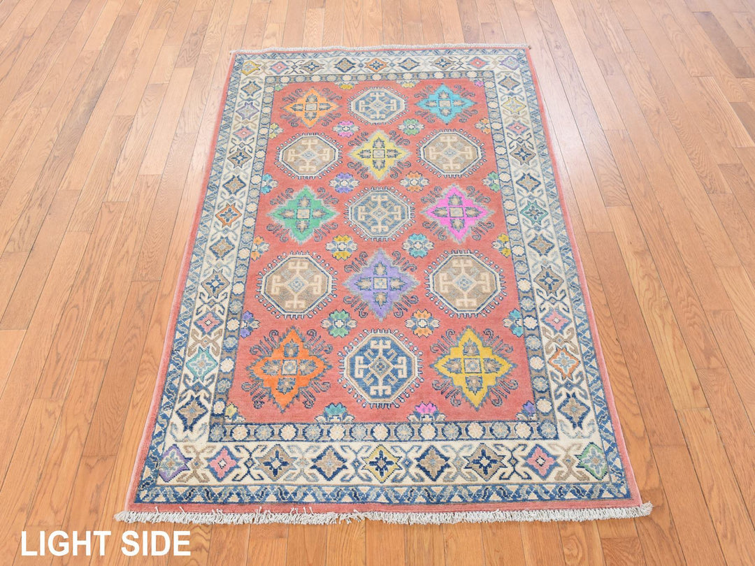 3'9" x 5'7" New Hand Knotted Orange Wool Rectangle Oriental Rug - MOA10278829