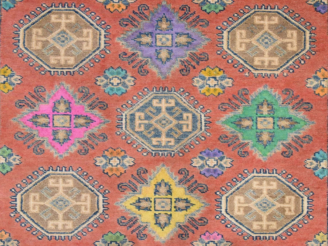 3'9" x 5'7" New Hand Knotted Orange Wool Rectangle Oriental Rug - MOA10278829