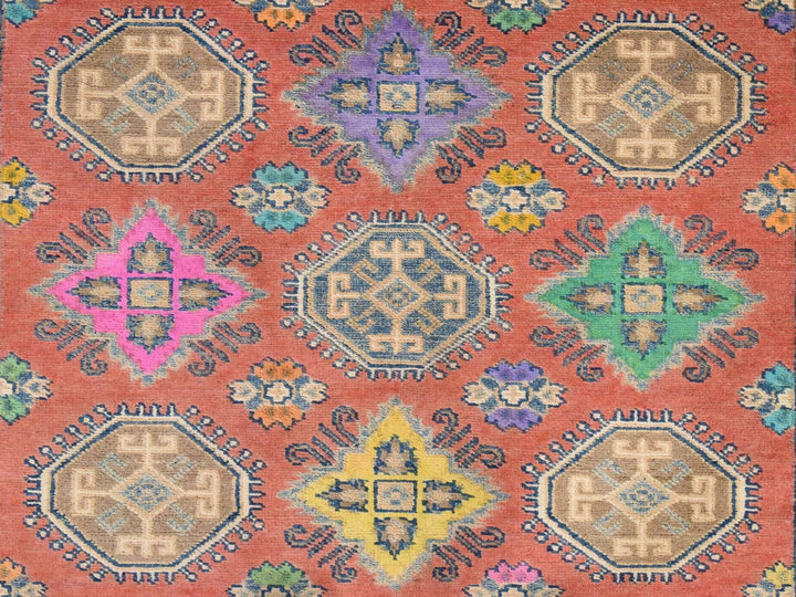 3'9" x 5'7" New Hand Knotted Orange Wool Rectangle Oriental Rug - MOA10278829