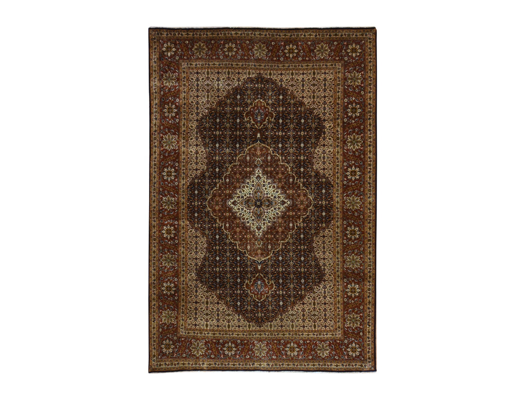 6'10" x 10'5" New Hand Knotted Blue Wool Rectangle Oriental Rug - MOA10278830