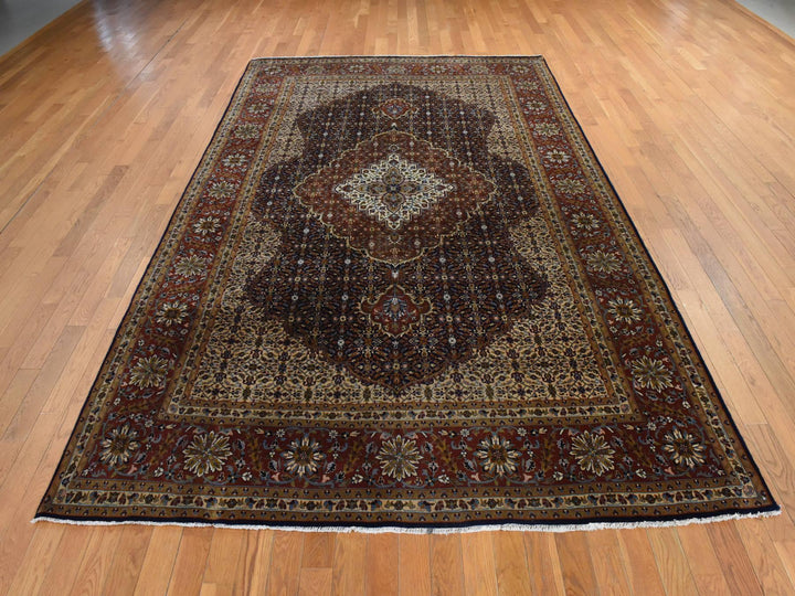 6'10" x 10'5" New Hand Knotted Blue Wool Rectangle Oriental Rug - MOA10278830