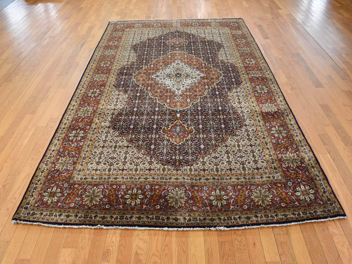 6'10" x 10'5" New Hand Knotted Blue Wool Rectangle Oriental Rug - MOA10278830