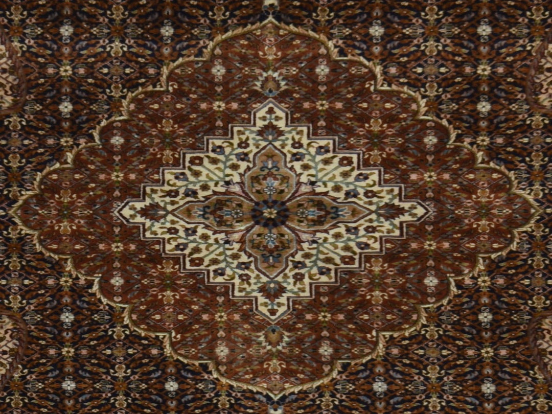 6'10" x 10'5" New Hand Knotted Blue Wool Rectangle Oriental Rug - MOA10278830