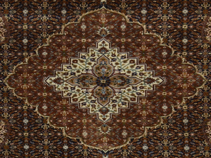 6'10" x 10'5" New Hand Knotted Blue Wool Rectangle Oriental Rug - MOA10278830