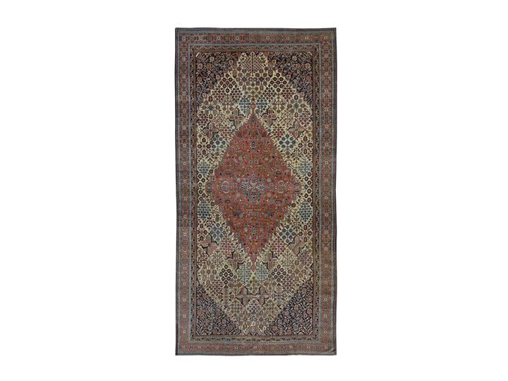 6'10" x 14'0" Vintage Hand Knotted Ivory Wool Rectangle Oriental Rug - MOA10278831