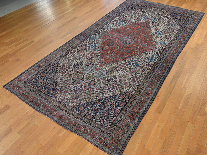 6'10" x 14'0" Vintage Hand Knotted Ivory Wool Rectangle Oriental Rug - MOA10278831
