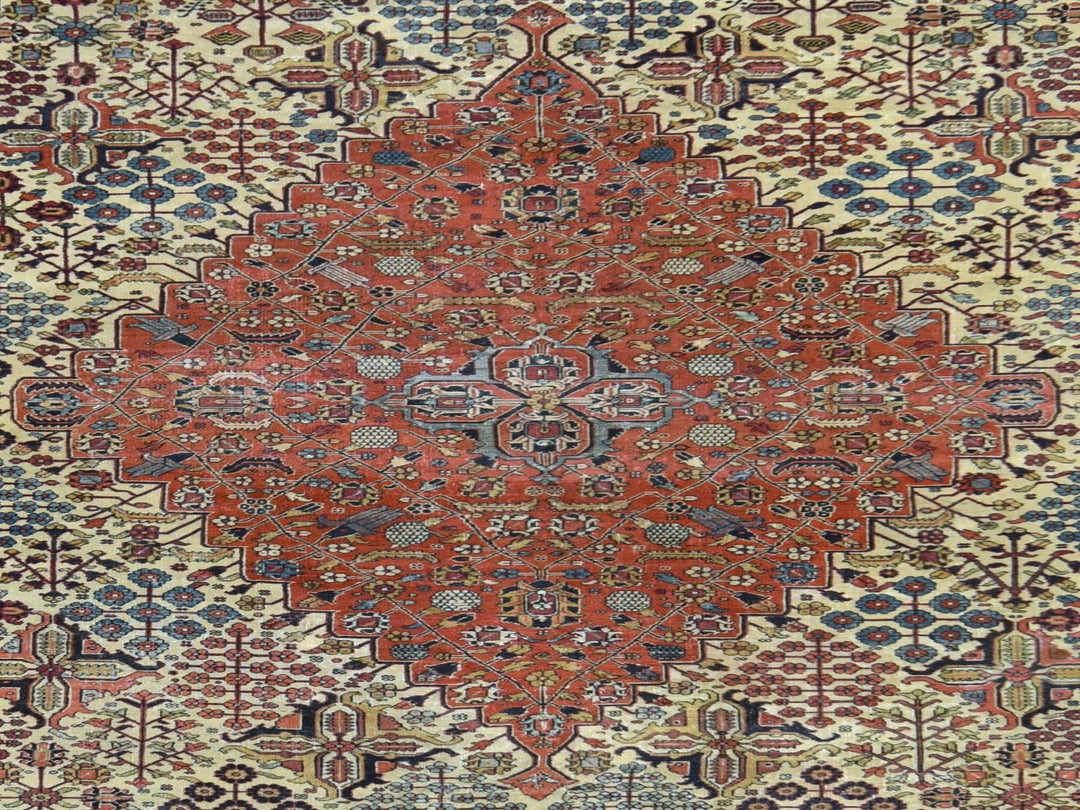 6'10" x 14'0" Vintage Hand Knotted Ivory Wool Rectangle Oriental Rug - MOA10278831