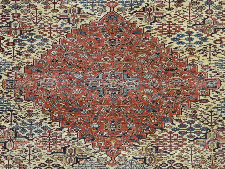 6'10" x 14'0" Vintage Hand Knotted Ivory Wool Rectangle Oriental Rug - MOA10278831