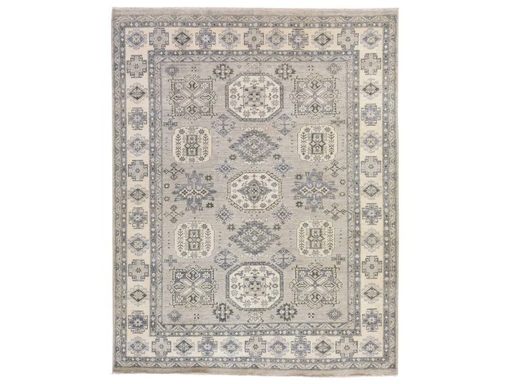 8'0" x 10'0" New Hand Knotted Grey Wool Rectangle Oriental Rug - MOA10278832