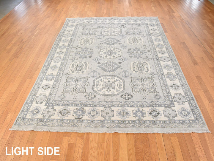 8'0" x 10'0" New Hand Knotted Grey Wool Rectangle Oriental Rug - MOA10278832