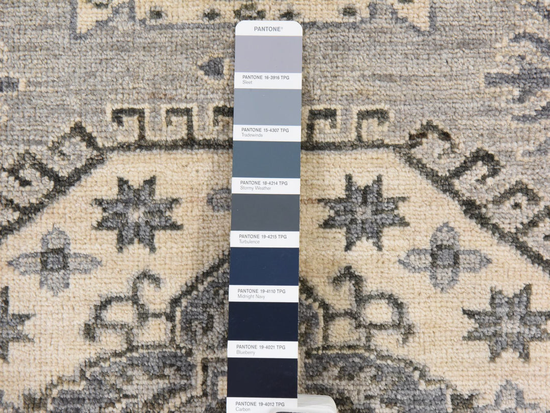 8'0" x 10'0" New Hand Knotted Grey Wool Rectangle Oriental Rug - MOA10278832