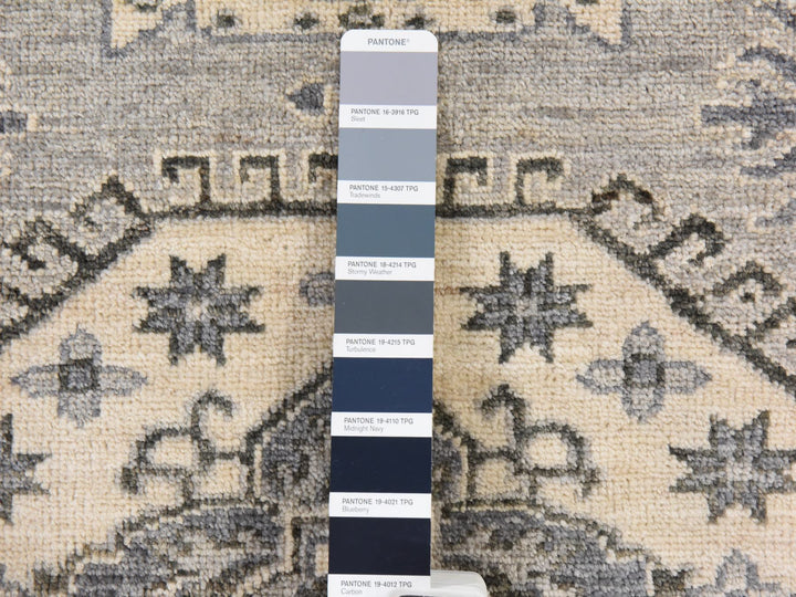 8'0" x 10'0" New Hand Knotted Grey Wool Rectangle Oriental Rug - MOA10278832