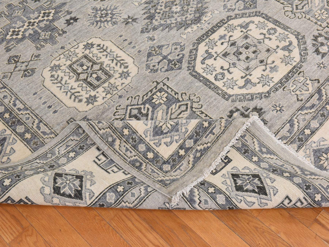 8'0" x 10'0" New Hand Knotted Grey Wool Rectangle Oriental Rug - MOA10278832