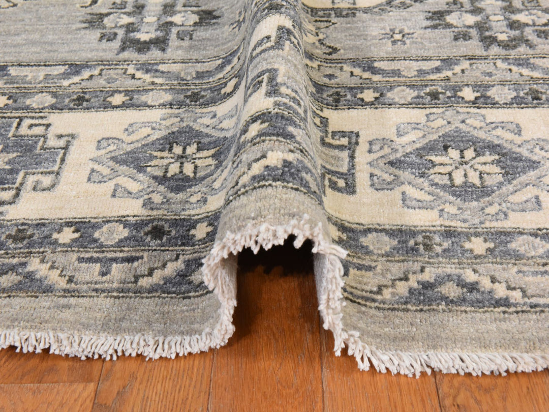 8'0" x 10'0" New Hand Knotted Grey Wool Rectangle Oriental Rug - MOA10278832