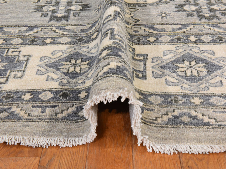 8'0" x 10'0" New Hand Knotted Grey Wool Rectangle Oriental Rug - MOA10278832