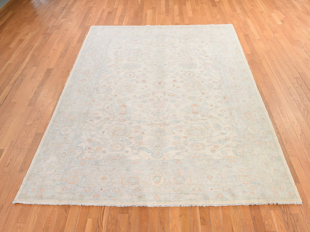 8'0" x 9'9" New Hand Knotted Ivory Wool Rectangle Oriental Rug - MOA10278833