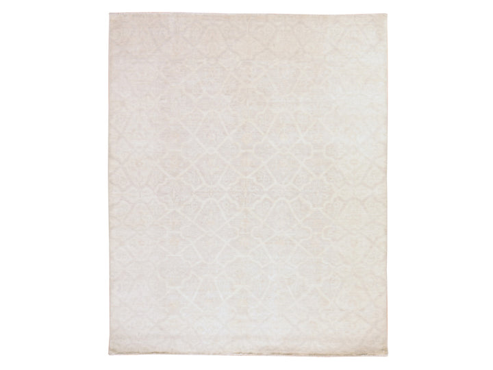 8'0" x 9'9" New Hand Knotted Ivory Wool Rectangle Oriental Rug - MOA10278834