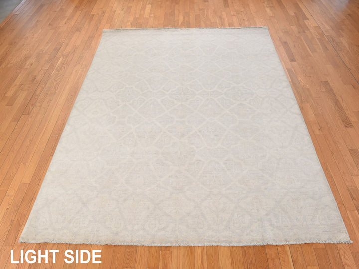 8'0" x 9'9" New Hand Knotted Ivory Wool Rectangle Oriental Rug - MOA10278834